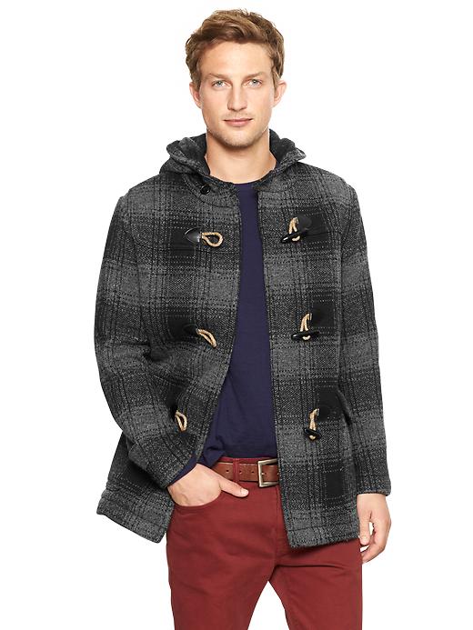 Image number 1 showing, Plaid wool duffle jacket