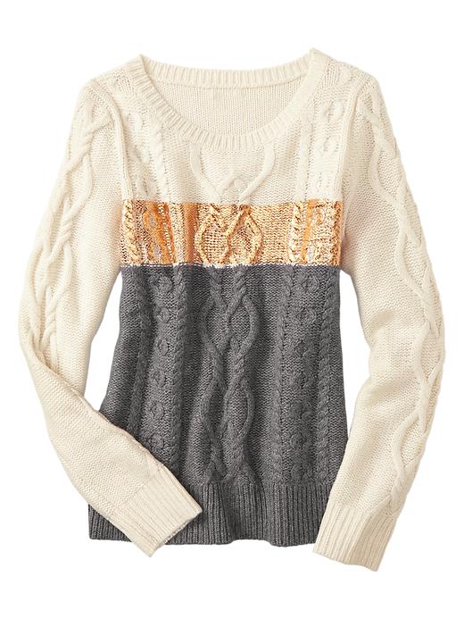 Image number 2 showing, Metallic stripe cable pullover