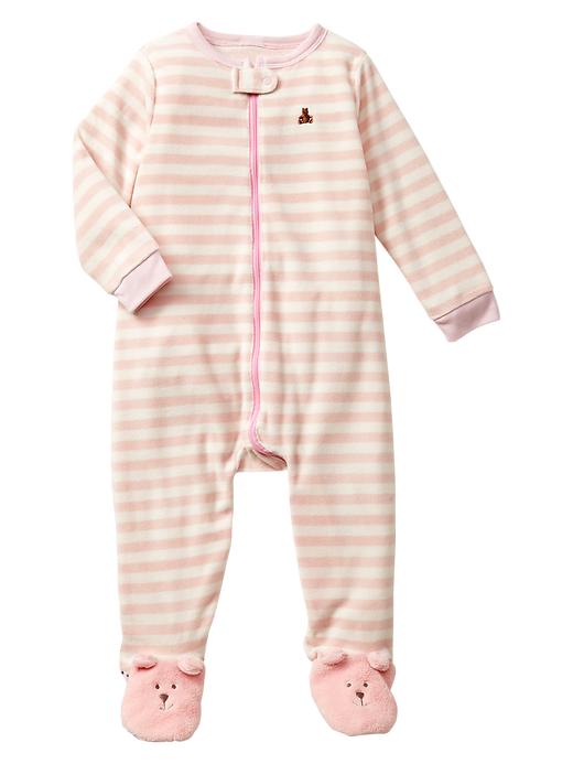 View large product image 1 of 1. Stripe bear footed sleep one-piece