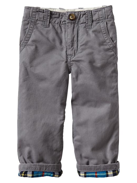 View large product image 1 of 1. Flannel-lined slim khakis
