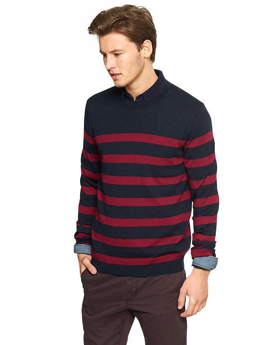 View large product image 1 of 1. Merino Striped Crewneck Sweater