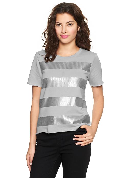View large product image 1 of 1. Sequin-stripe sweatshirt tee