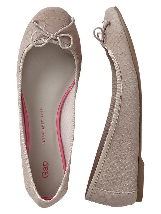 View large product image 1 of 1. Snakeskin leather ballet flats