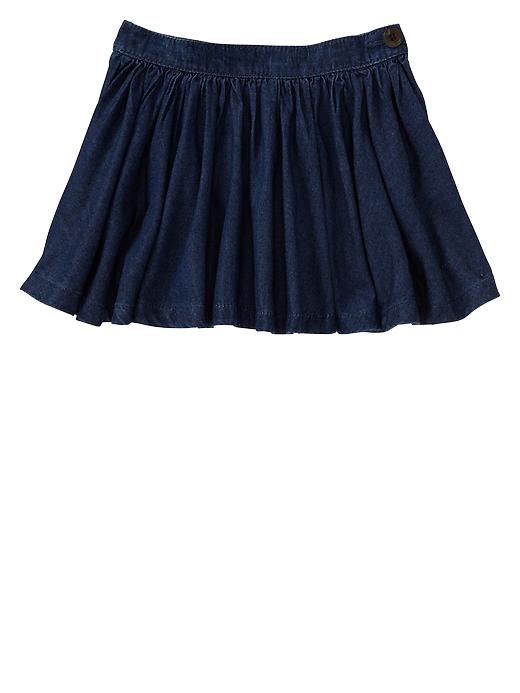 View large product image 1 of 1. Chambray flared skirt