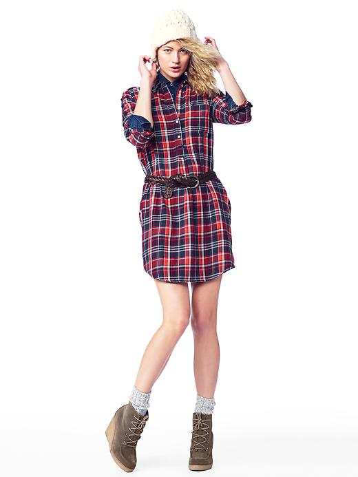 Image number 2 showing, Plaid flannel shirtdress