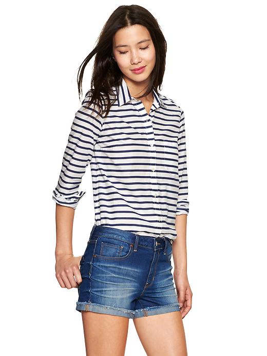 View large product image 1 of 1. Fitted boyfriend stripe shirt