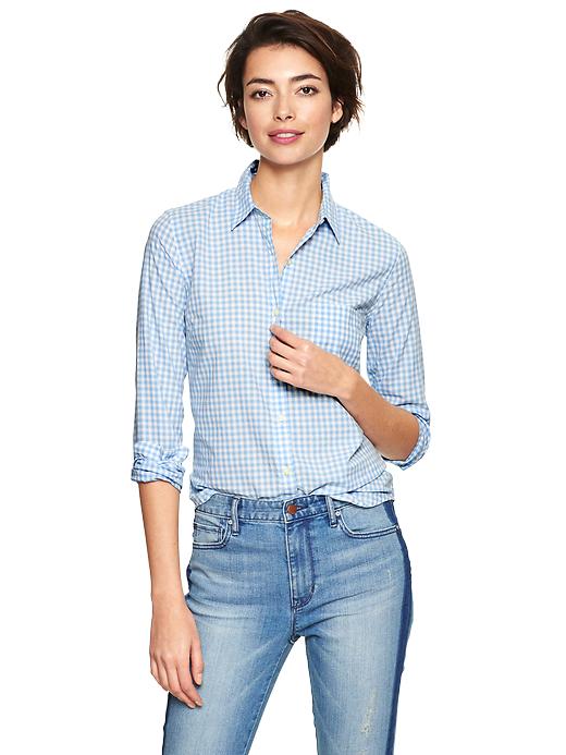 View large product image 1 of 1. Fitted boyfriend gingham shirt