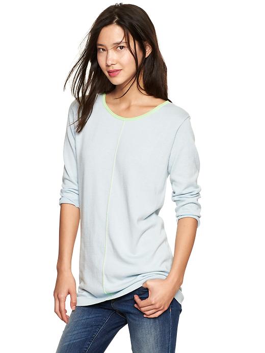 Image number 1 showing, Contrast-trim sweater tunic