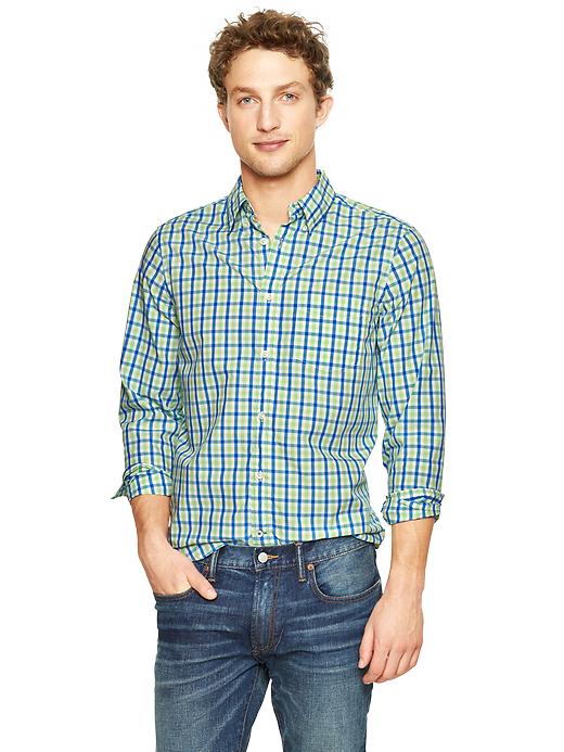 View large product image 1 of 1. Lived-in wash checkered plaid shirt