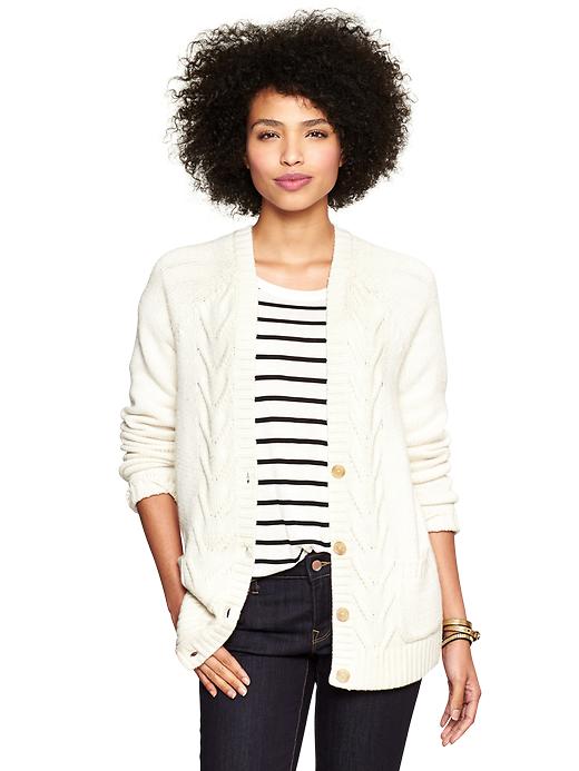 Image number 1 showing, Cable knit cardigan