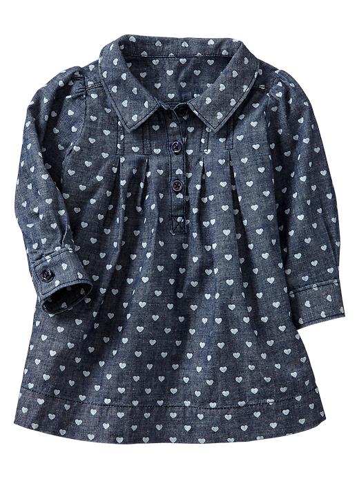 View large product image 1 of 1. Heart chambray dress