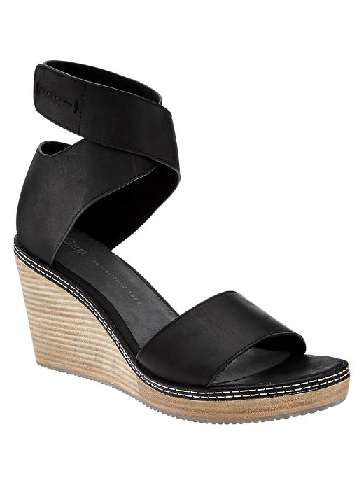 Image number 1 showing, Ankle-wrap wedge sandals