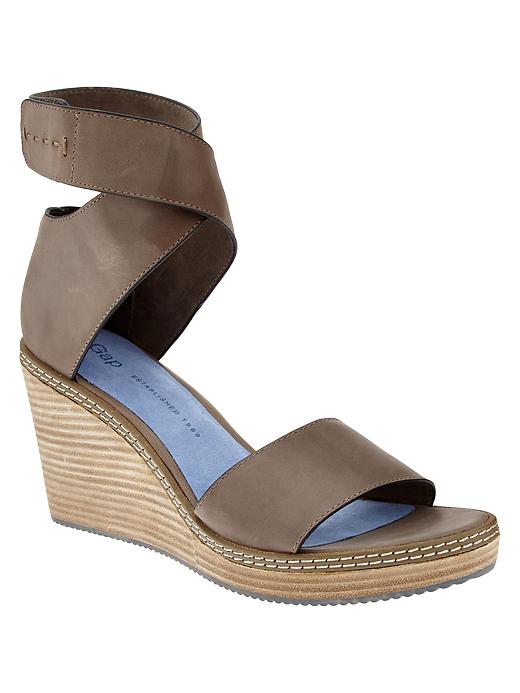 Image number 1 showing, Ankle-wrap wedge sandals