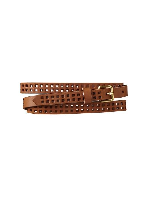 View large product image 1 of 1. Skinny perforated leather belt