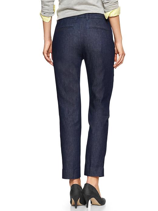 Image number 2 showing, Slim cropped chambray pants