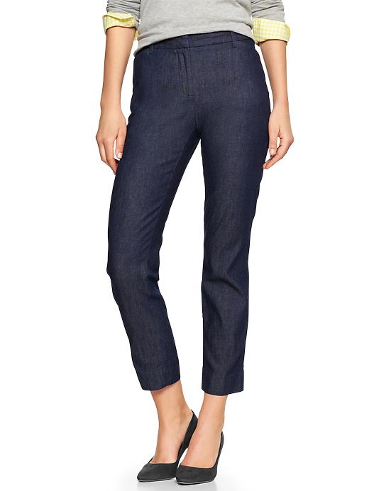 Image number 1 showing, Slim cropped chambray pants