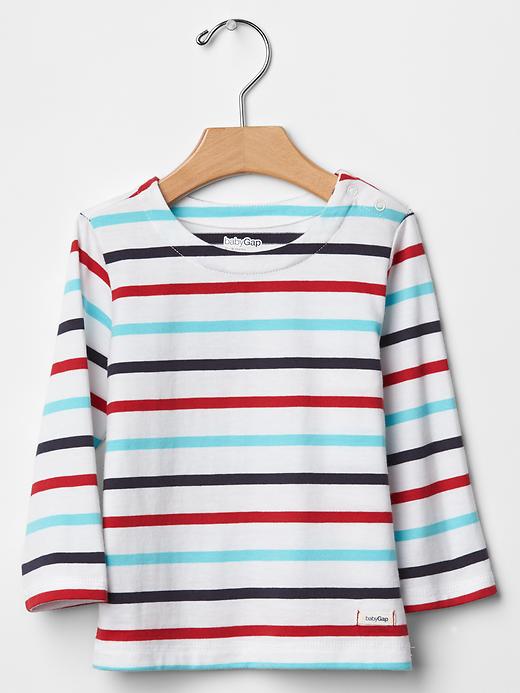 View large product image 1 of 1. Multi-color stripe tee