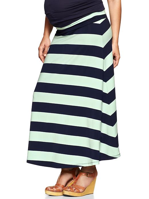 View large product image 1 of 1. Foldover striped maxi skirt