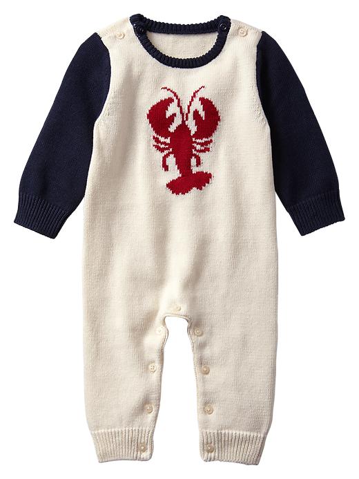 View large product image 1 of 1. Intarsia lobster sweater one-piece