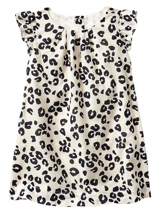 View large product image 1 of 1. Leopard print dobby flutter dress