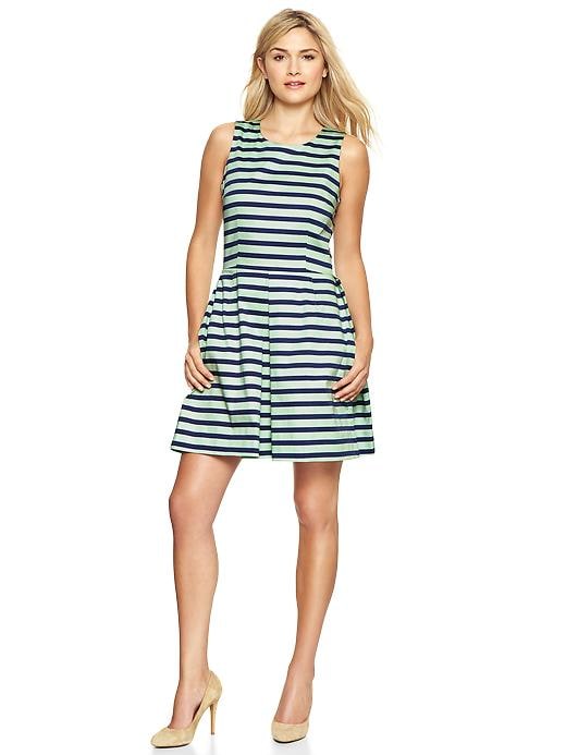 View large product image 1 of 1. Stripe sateen fit & flare dress