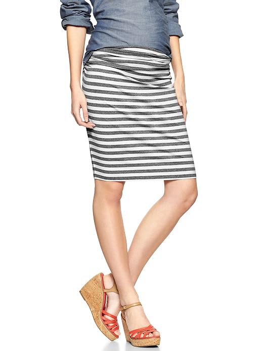 Image number 1 showing, Side shirred striped skirt