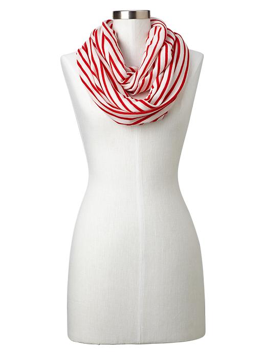 View large product image 1 of 1. Stripe waffle knit infinity scarf