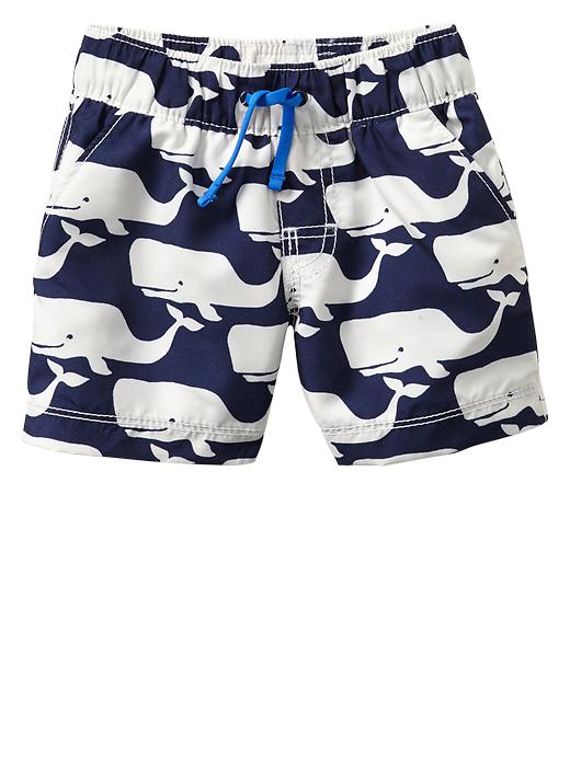 View large product image 1 of 1. Whale swim trunks