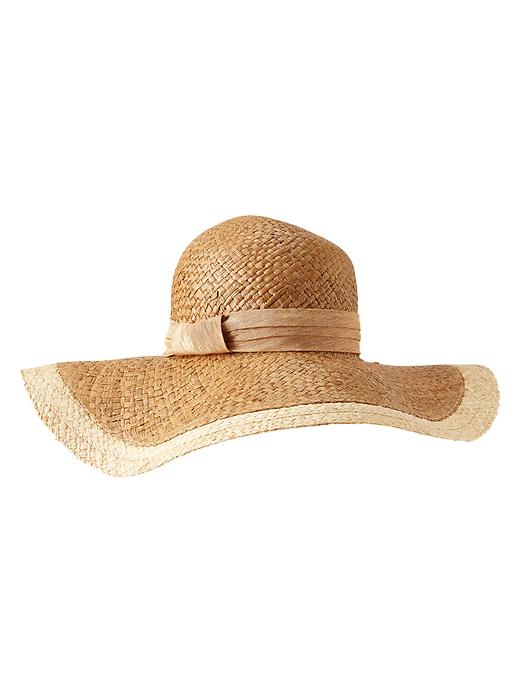 View large product image 1 of 1. Border stripe floppy straw hat