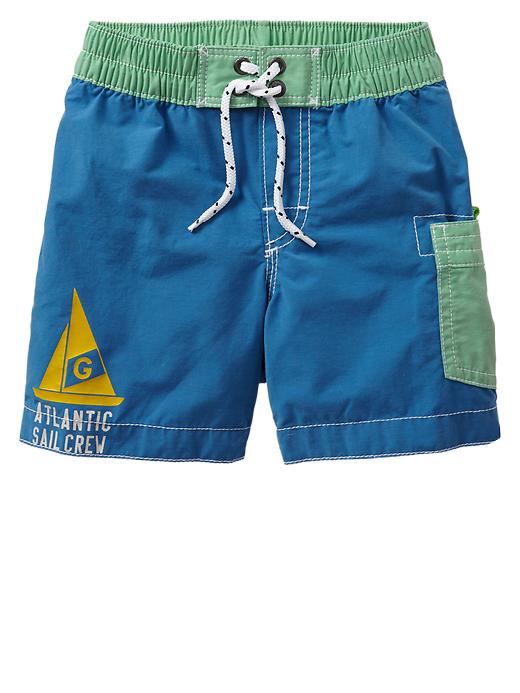 Image number 1 showing, Crew colorblock swim trunks