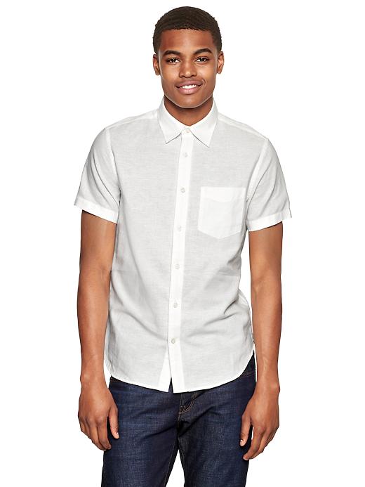 View large product image 1 of 1. Linen-cotton solid shirt