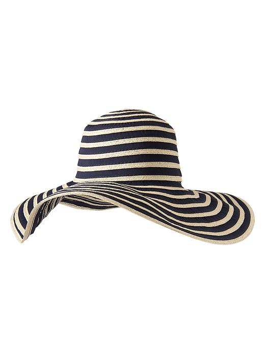 View large product image 1 of 1. Stripe floppy straw hat