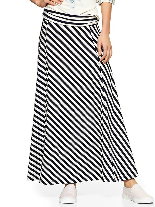 View large product image 1 of 1. Stripe foldover maxi skirt