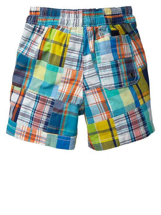 Image number 2 showing, Patchwork plaid swim trunks