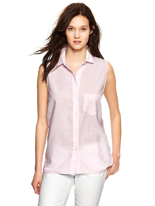 View large product image 1 of 1. Stripe sleeveless shirt