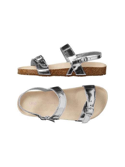 View large product image 1 of 1. Metallic cork sandals