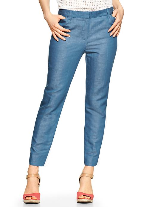 View large product image 1 of 1. Slim cropped linen pants