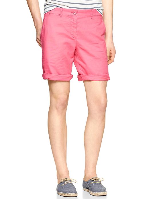View large product image 1 of 1. Boyfriend roll-up linen shorts