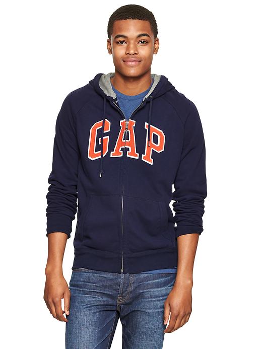 View large product image 1 of 1. Arch logo raglan zip hoodie