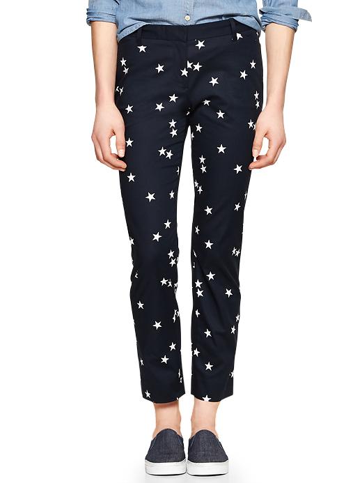View large product image 1 of 1. Slim cropped print pants