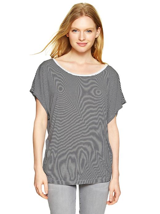 View large product image 1 of 1. Stripe keyhole tee