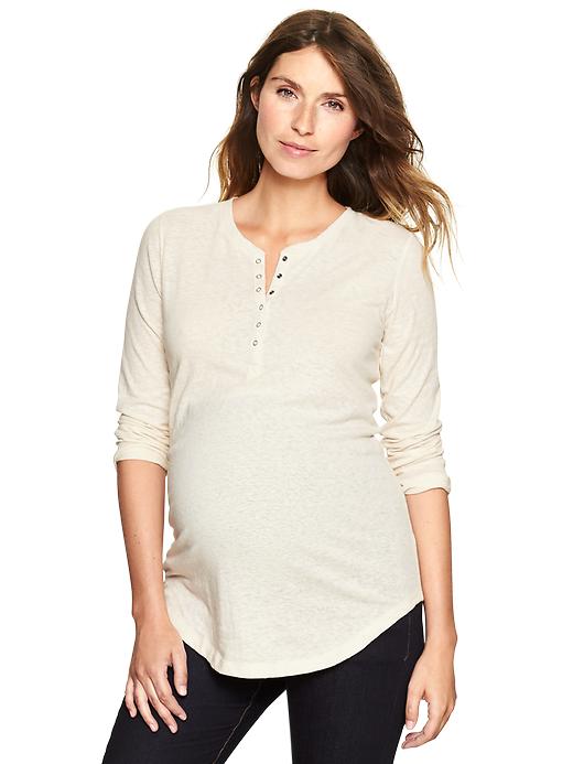 View large product image 1 of 1. Three-quarter solid henley