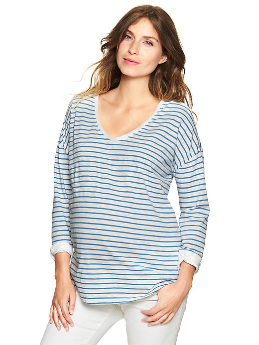 Image number 1 showing, Striped three-quarter sleeve doman top