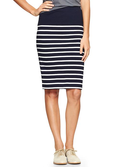 View large product image 1 of 1. Stripe knit pencil skirt