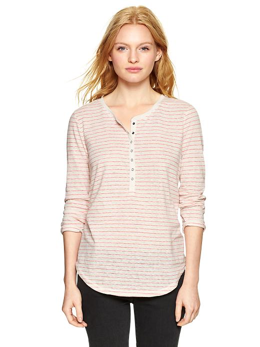 View large product image 1 of 1. Stripe three-quarter sleeve henley