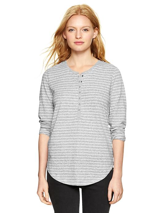 View large product image 1 of 1. Stripe three-quarter sleeve henley