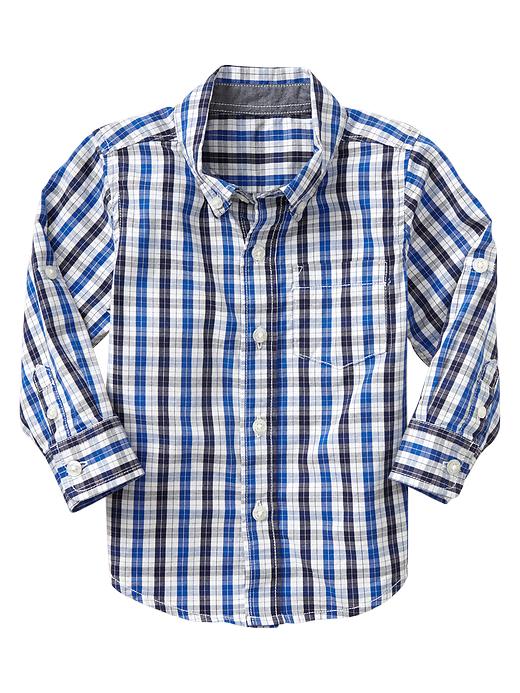 View large product image 2 of 2. Convertible checker oxford shirt