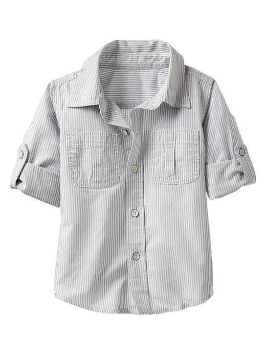 View large product image 1 of 3. Convertible chambray stripe shirt