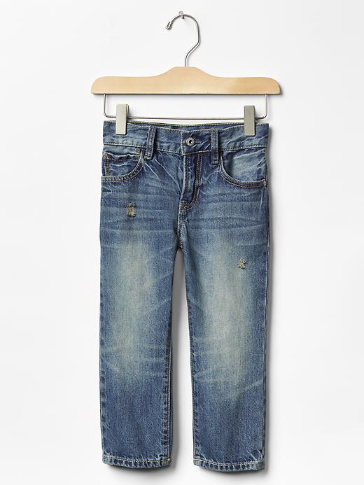 Image number 1 showing, 1969 distressed straight jeans