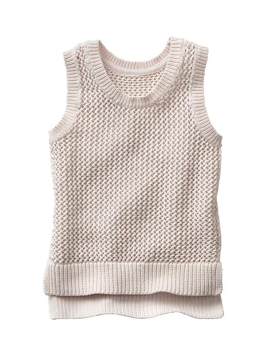 View large product image 1 of 1. Knit mesh hi-lo tank